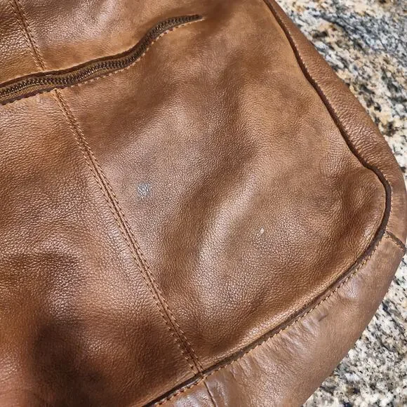 Genuine Leather Brown Shoulder Bag with Zipper Pocket - Picture 15 of 16